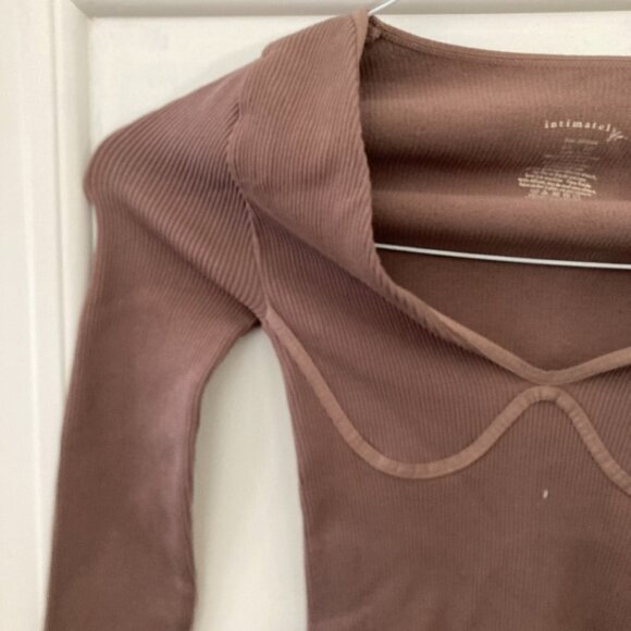 NWT Intimately Free People Meg Seamless Long-Sleeve Bodysuit Brown Sz XS/S - Picture 4 of 8